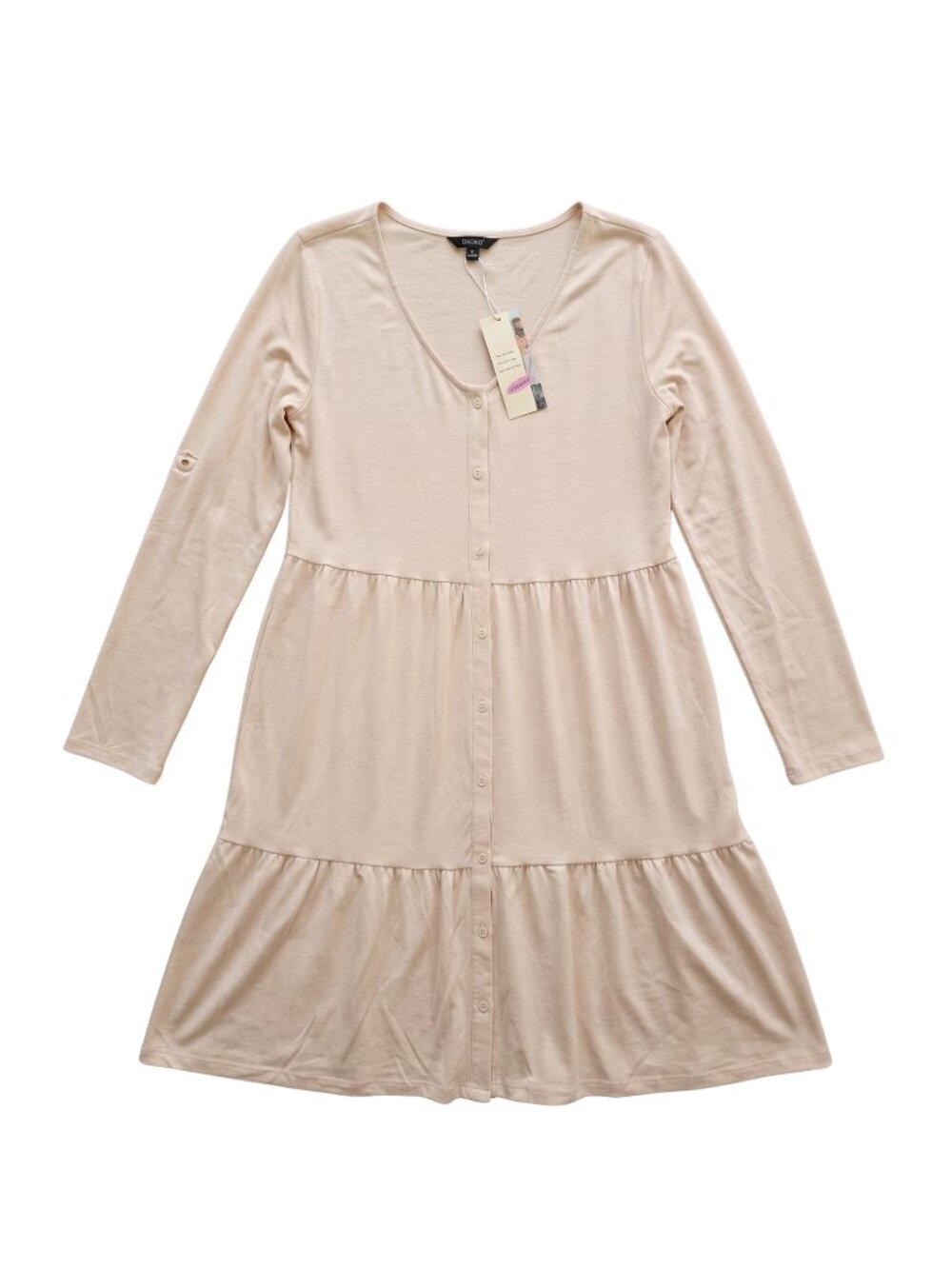 NWT | Dokotoo Cream Tiered Button-Front Mini Dress with Pockets Large
